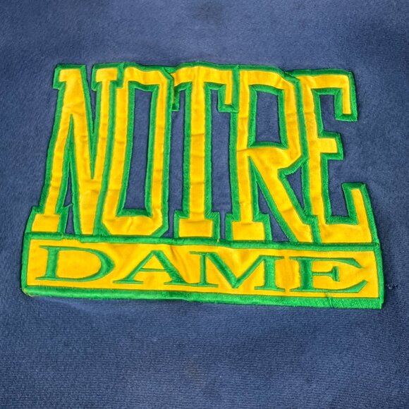 VTG 90s Notre Dame Fightin Irish Sweatshirt Extra Large Blue Thrashed Crewneck - Picture 9 of 16